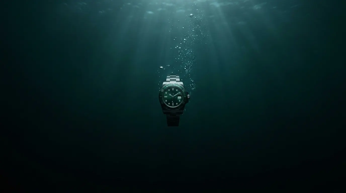 Zegarek nurkowy opadający w głębinę oceanu