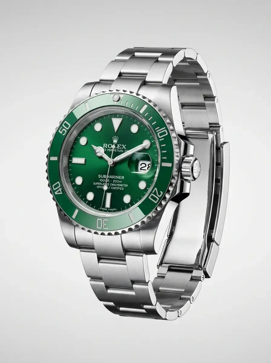 Rolex Submariner z zieloną tarczą — widok pełnego zegarka